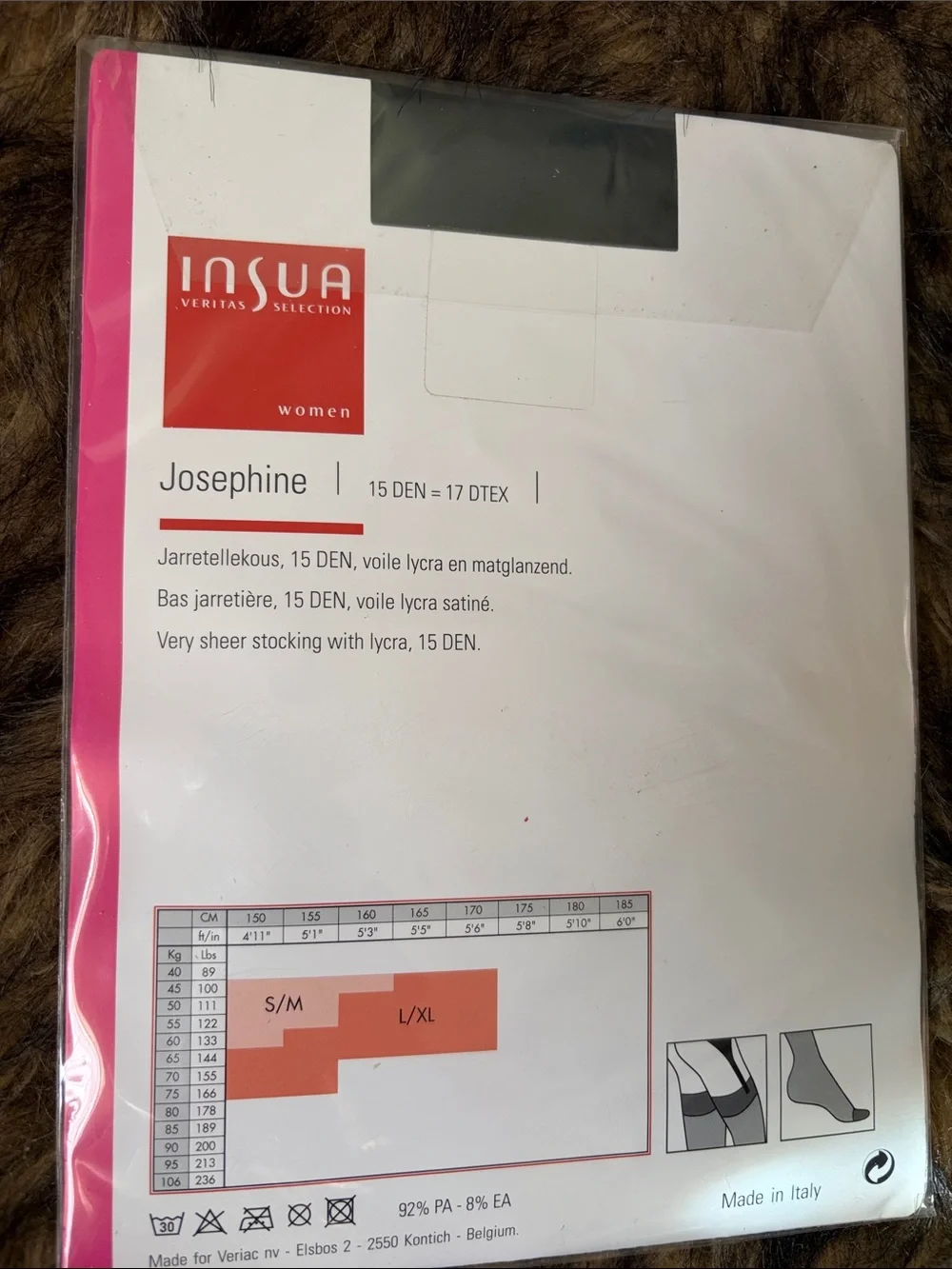 Vintage Insua Josephine Semi-Mat 15 DEN Sheer Black Hosiery Size L/XL
